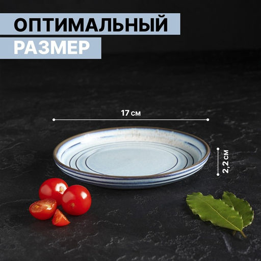 Тарелка фарфоровая десертная Magistro Garland, d=17 см, цвет голубой  фото 2