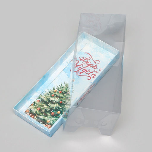 Цена за 3 шт. Коробка с прозрачной крышкой под рулет новогодняя «Верь в Чудеса», 30×12×12