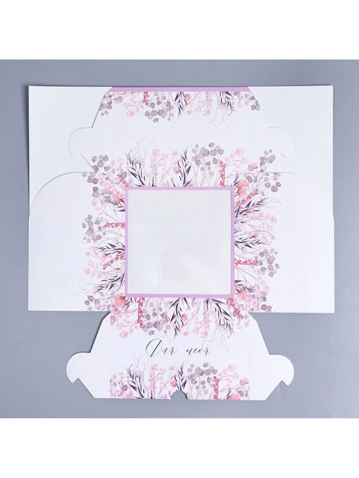 Цена за 5 шт. Коробка подарочная для 4 капкейков «Венок», 16×16×10 см, с окном