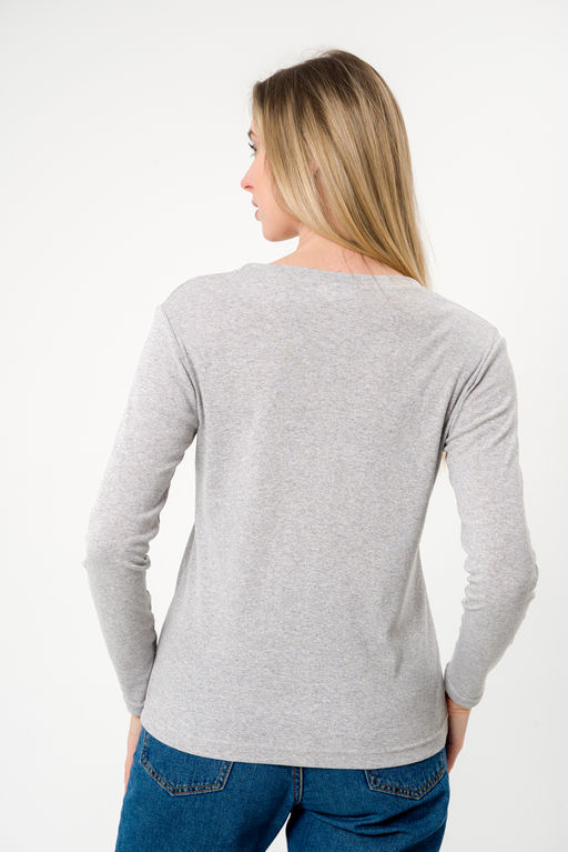Лонгслив женский из рибаны Серый меланж - Амадэль фото 5