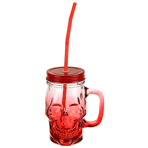 Кружка стеклянная Череп 350мл, д6,2см h13см, д/основания 6см, с трубочкой, цветное стекло-микс, металлическая, цветная, винтовая крышка с отверстием для трубочки (Китай) - Домашняя мода фото 5