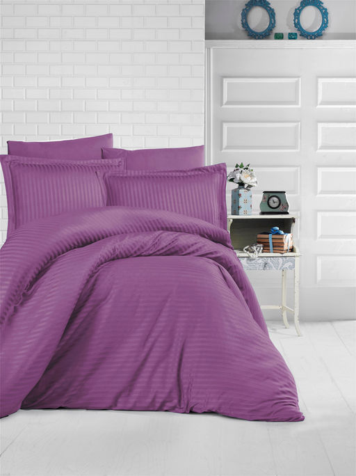 КПБ Clasy Satin Gizgili (DUZ RENK MOR) евро