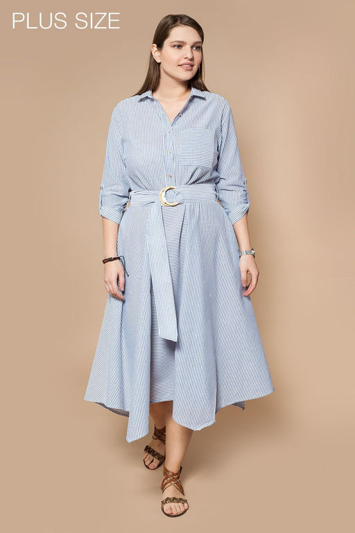 Платье-рубашка их хлопка с асиммеричным низом