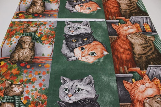 Рогожка Милые котики, ш.1.5м, хлопок-100%, 165гр/м.кв, раппорт 63.5см - Купава фото 2