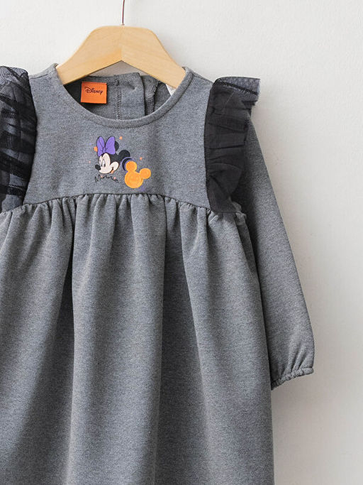Bisiklet Yaka Uzun Kollu Minnie Mouse Bask?l? K?z Bebek Elbise - Waikiki фото 3