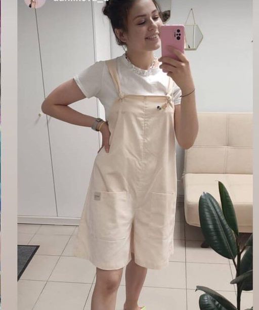 ЛЁН 100% комфортный омбинезон Кэри цвет беж