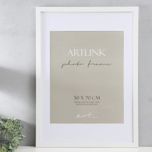 Фоторамка для фото 50×70 см Ellis, МДФ, с паспарту, белый, (пластиковый экран)