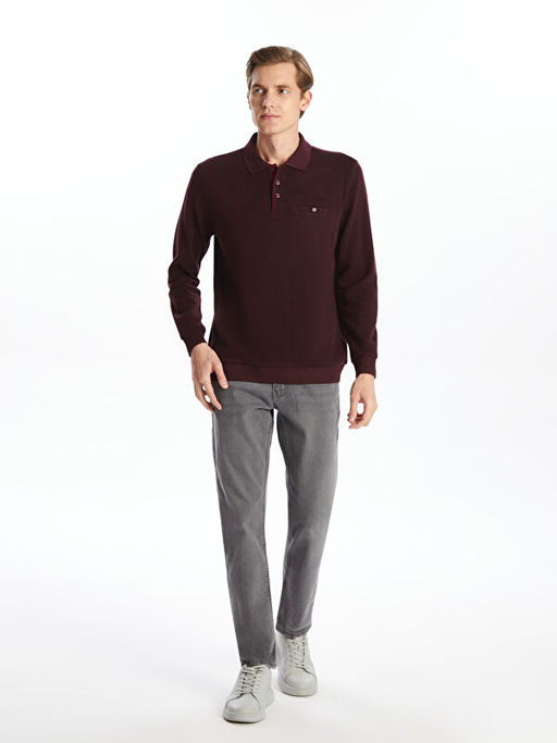 Polo Yaka Uzun Kollu Erkek Sweatshirt - Waikiki фото 5