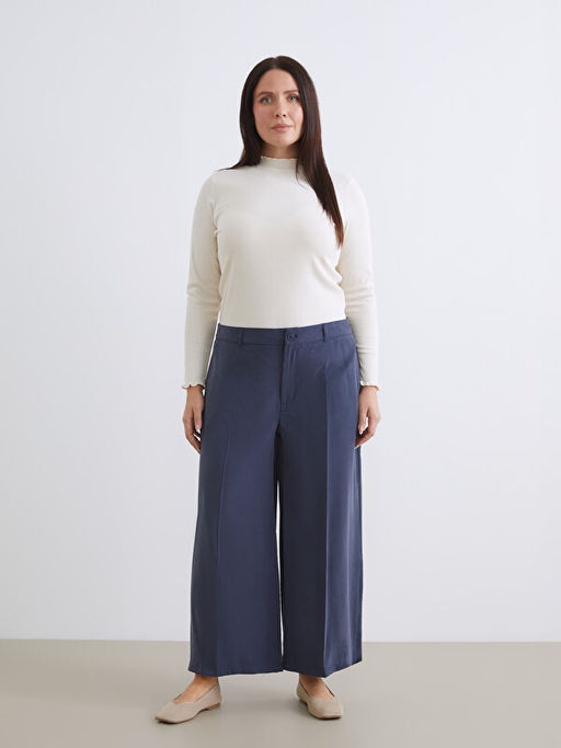 Modal Kar???ml? Kad?n Pileli Pantolon