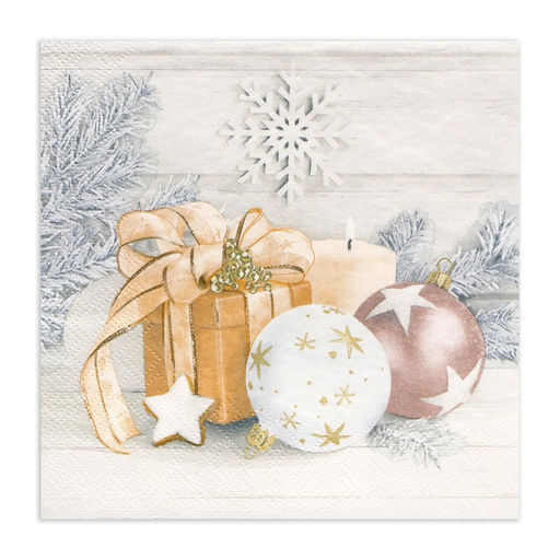 Цена за 2 шт. Салфетки новогодние бумажные Home Collection Праздничный натюрморт, золото, 3 слоя, 33?33 см, 20 шт.