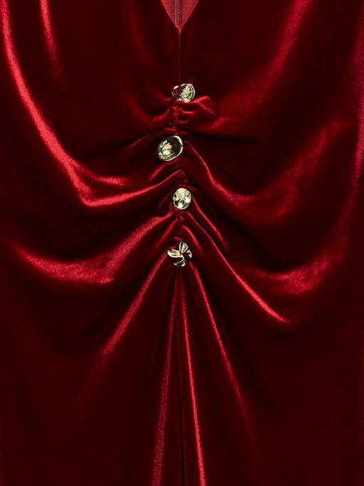 Бархатное платье с драпировкой и пуговицами / Zarina