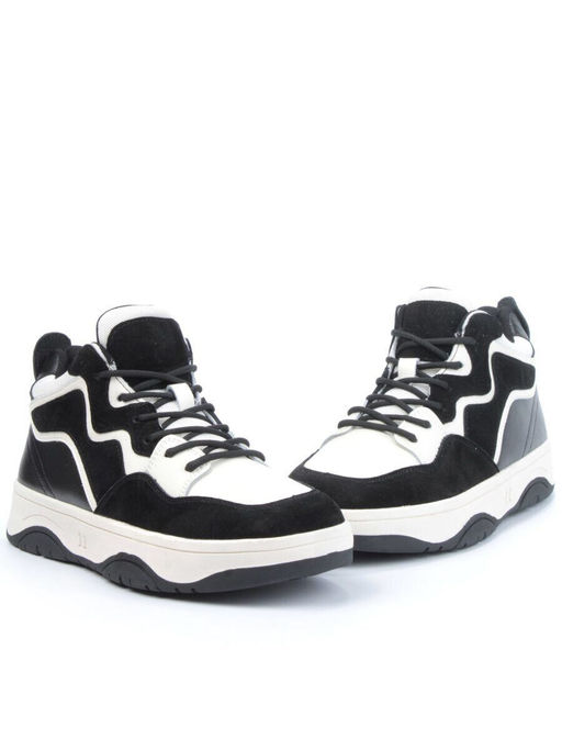 05-P100-1Z BLACK/LT. BEIGE Кроссовки женские зимние (натуральная кожа, шерсть)