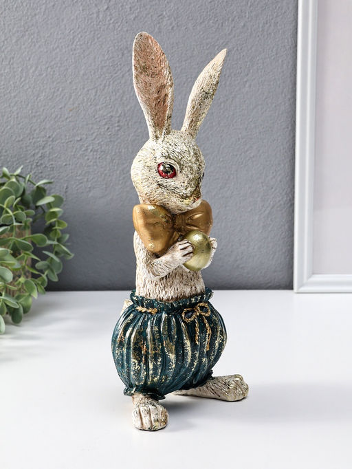 Фигура полистоун Зайчик с золотым яичком, 12?9.5?30 см