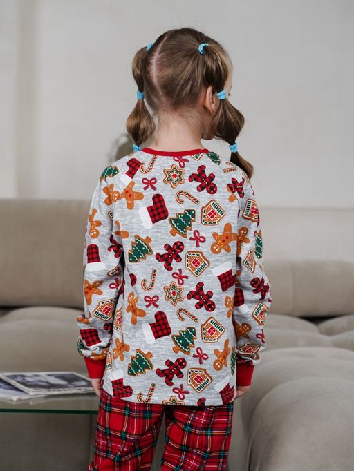 Пижама  унисекс детская футер 2-х нитка набивной начес (хлопок 100%) арт.1087-1,красно-серая - Binita фото 11