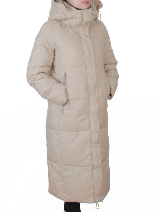 3068 BEIGE Пальто пуховое женское с внутренним жилетом (утиный пух)