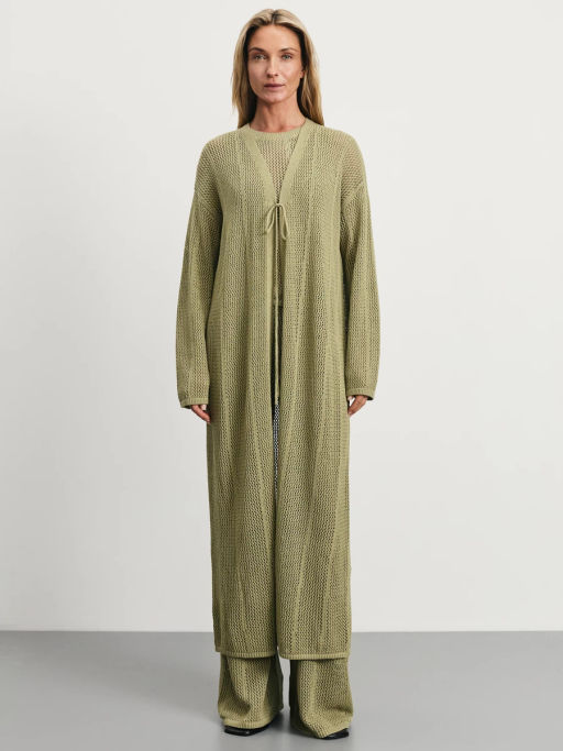 Длинный вязаный кардиган на завязках / Zarina  фото 2