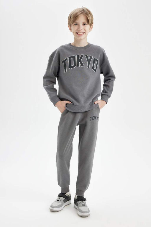 Школьные спортивные штаны с принтом для мальчиков - Defacto фото 2