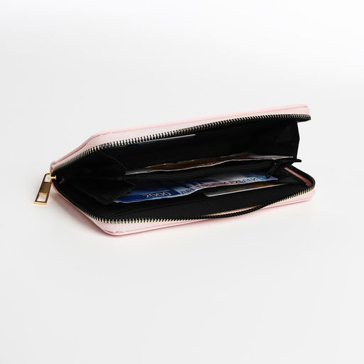 Кошелёк женский, четрые отделения, на молнии, розовый