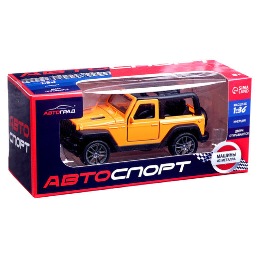 Машина металлическая «Джип», инерционная, 1:36, открываются двери, цвет оранжевый