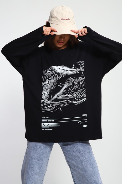 Лонгслив унисекс с принтом Карта ЛГ-01