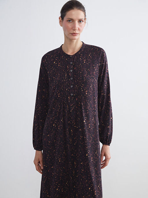 Hakim Yaka Desenli A Kesim Elbise