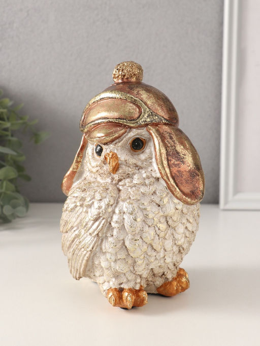 Фигурка полистоун «Сова в шапке-ушанке», 10.5×12×18 см