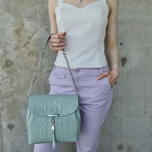 Женская кожаная сумка через плечо под крокодила 0112-18 - Cidirro фото 4