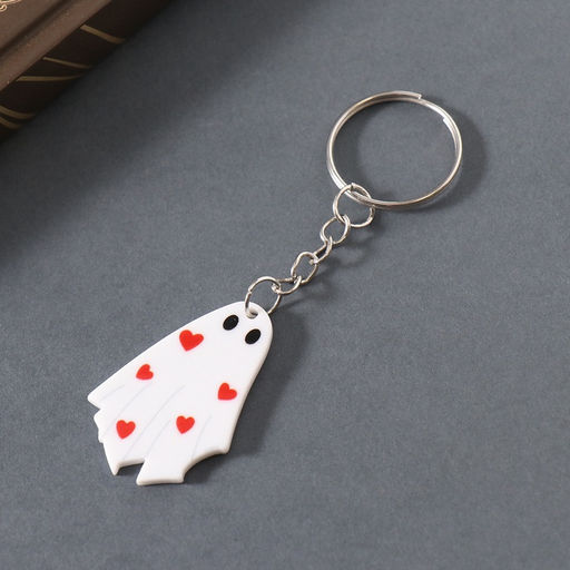 Цена за 4 шт. Брелок для ключей на кольце «Привидение с сердечками», акрил, 3.7×2.6×0.2 см