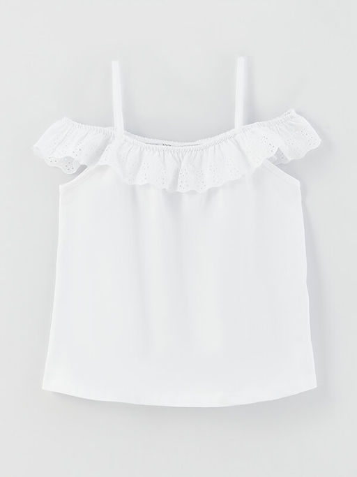 Kay?k Yaka Fisto Detayl? K?sa Kollu K?z ?ocuk Ti??rt