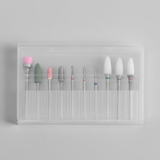 Фрезы для маникюра в пластиковом органайзере, 10 шт