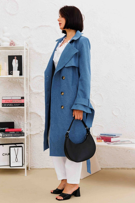 Плащ AURA 7037-176 темно-голубой деним