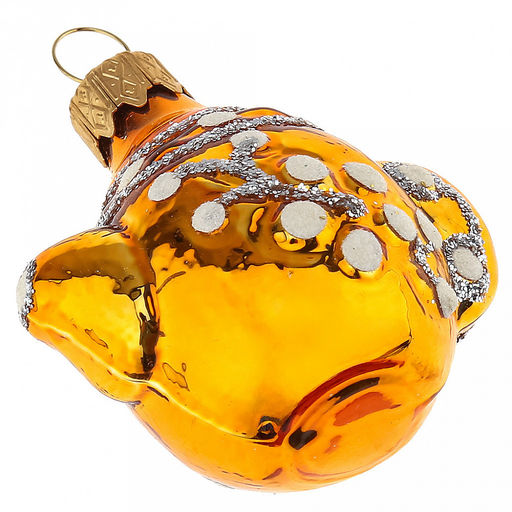 Елочная игрушка фигурка стеклянная Чайник h7см, золотой, ручная художественная роспись, подарочная упаковка (Россия) - Домашняя мода фото 3