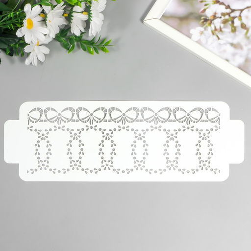 Трафарет бордюрный пластиковый  "Кружочки бантики" пластик, 11х32 см