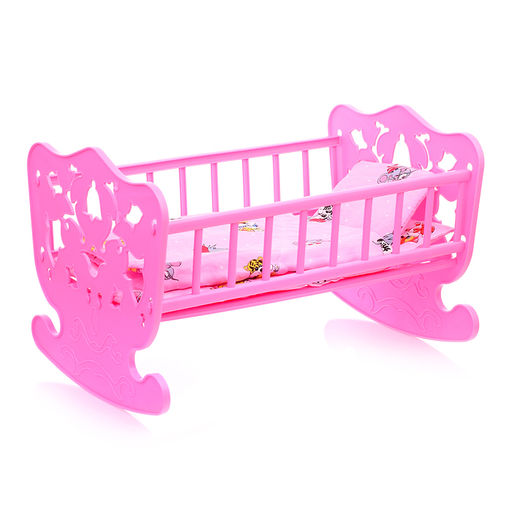 Кровать кукольная с комплектом белья 4 предмета (матрас, подушка, одеяло) 48х30см