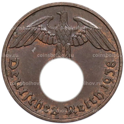 Монета 2 рейхспфеннига 1938 года F Германия