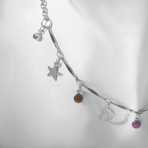 Чокер Полумесяц фазы луны, цветной в серебре, 35 см - Queen fair фото 2