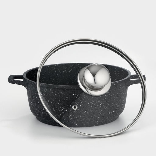 Кастрюля Доляна «Элит», 2 л, d=20 см, h=9 см, литые ручки, антипригарное покрытие, литой алюминий, чёрная