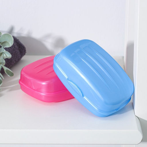 Цена за 4 шт. Мыльница с крышкой Радиан «Дорожная», пластик, 10×7×4.5 см, МИКС