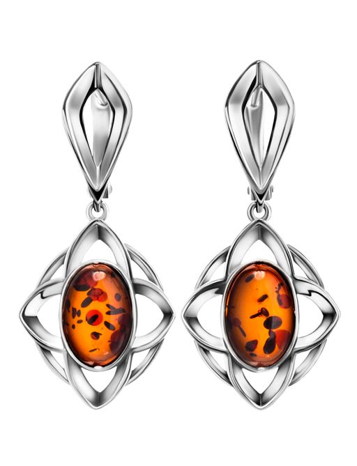 Изящные серьги из серебра и вишнёвого янтаря Амьен
