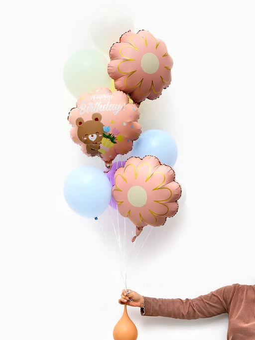 Воздушные шары "Розовый тортик" фольга, латекс, набор 12 штук