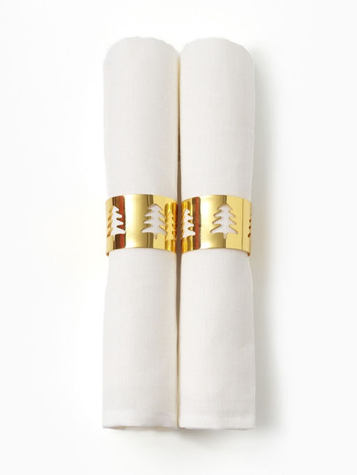 Набор салфеток сервировочных «Этель» Golden deer, 40×40 см - 2 шт., с декоративными кольцами, 100% лён