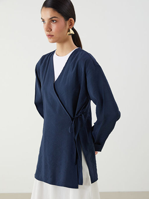 Kruvaze Yaka Modal Kar???ml? Kad?n Kimono