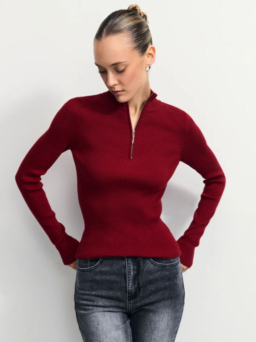 Джемпер в рубчик с молнией / Zarina  фото 2