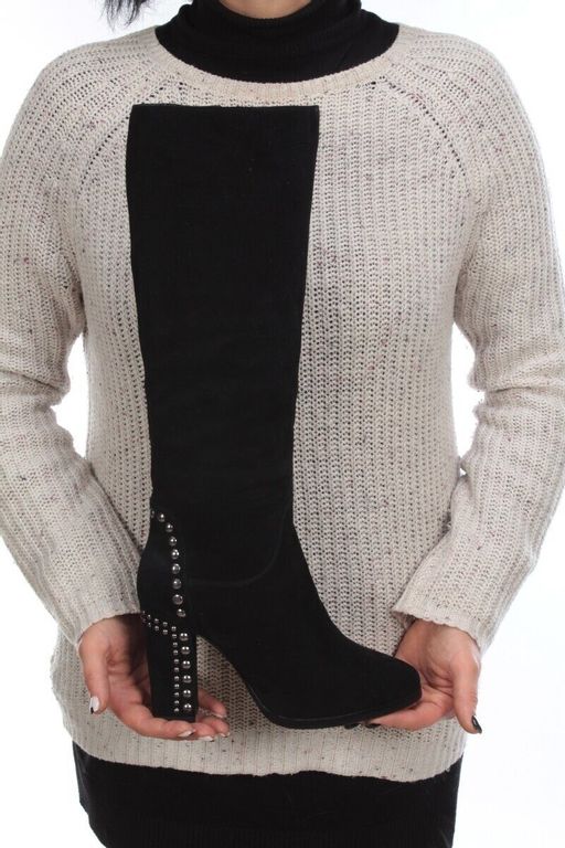 02-13R-01Y1-Q732F BLACK Сапоги женские (натуральная замша, натуральный мех (евромех)) - Фабричный китай фото 5