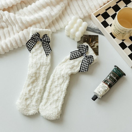 Носки iLikeGift Bow and braids, white, мужские/женские евро размер 37-41