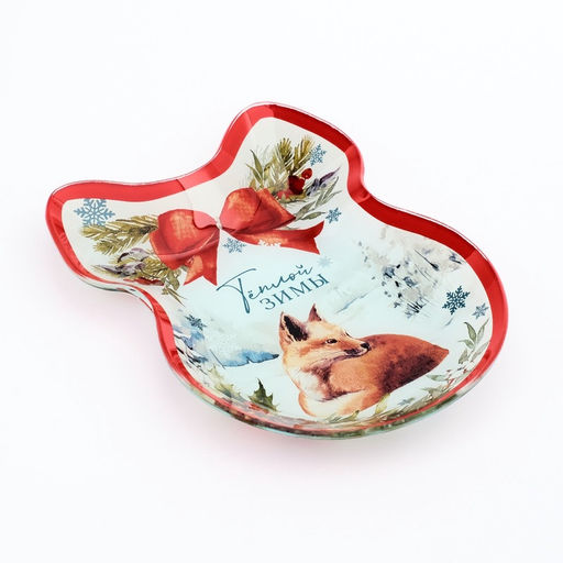 Тарелка новогодняя плоская «Теплой зимы», 13.5×18 см