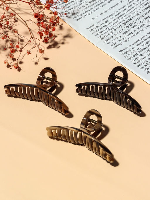 Цена за 12 шт. Крабик для волос «Джуна», петля, 9.5 см, коричневый