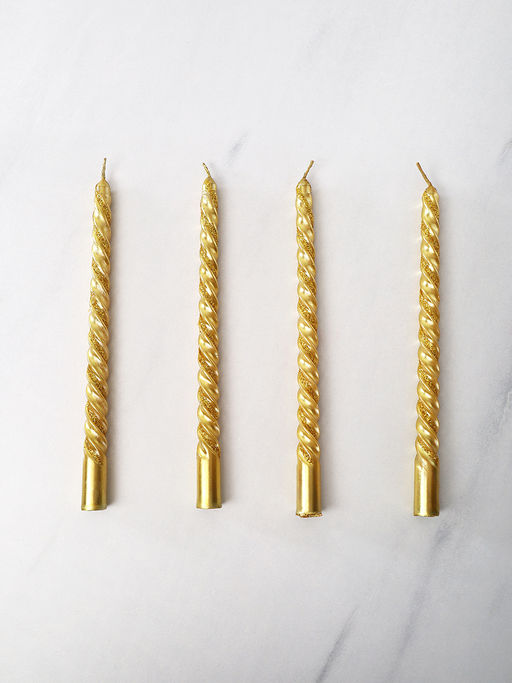 Свеча стержень 4 штуки 20 см витая / SW-701 /уп 144/ золотая - ГалеонТрейд фото 5