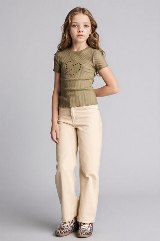 %100 Pamuk 90s W_de Leg Gabardin Pantolon K_z _ocuk - Defacto фото 2