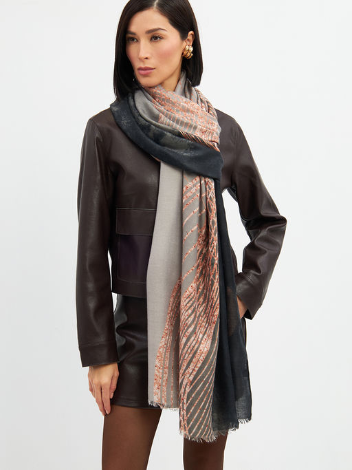 Большой, мягкий, тонкий и очень нежный двусторонний палантин с рисунком - Tantino фото 17